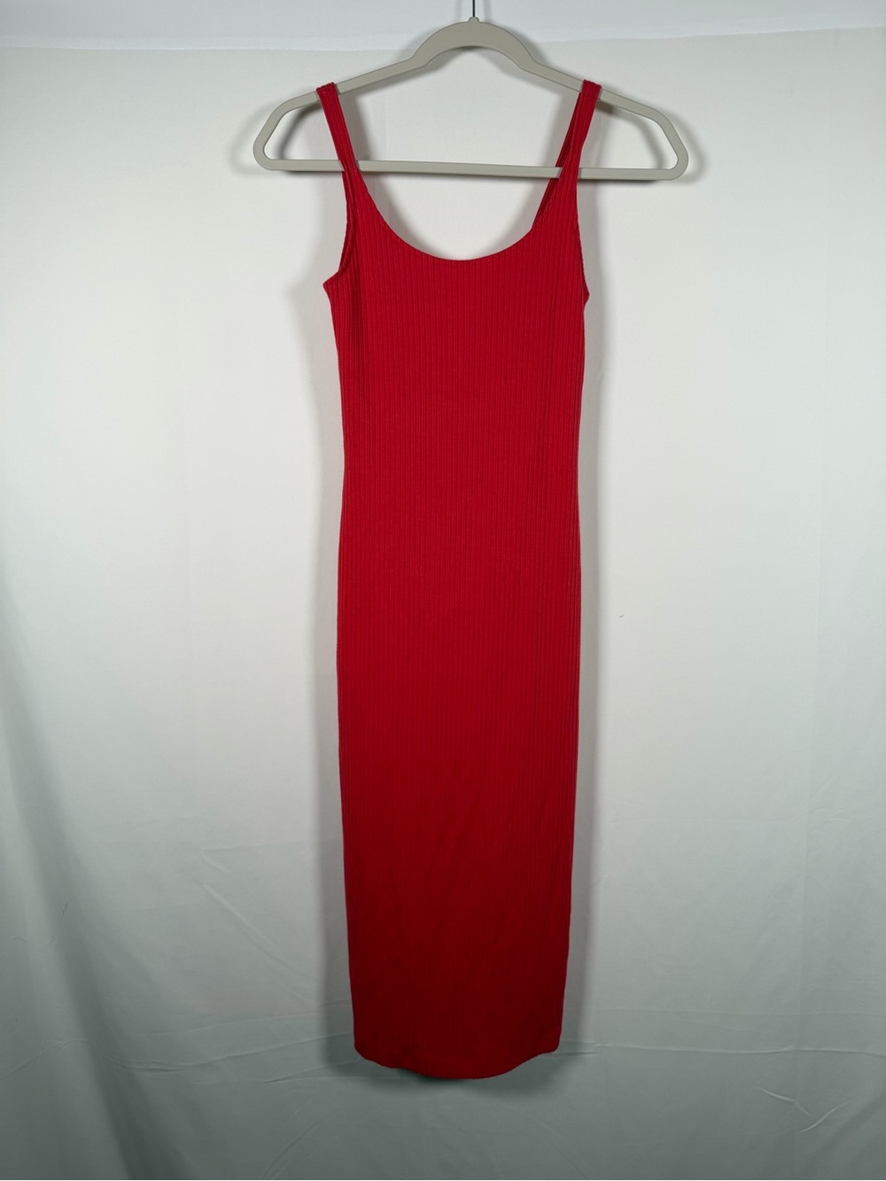 Urban Outfitters Red Ribbed Tank Midi Bodycon Dress